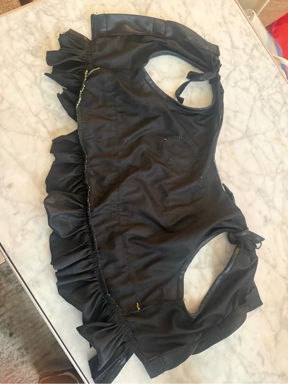Batman Batgirl Style Dog Halloween Costume Black Yellow Ruffle Sz Medium